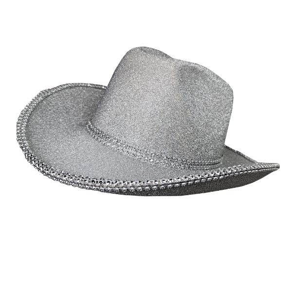 Silver Glitter Festival With Sequin Trim Hat