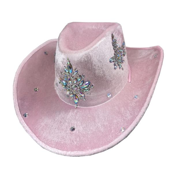 Pink Cowboy Hat With Crystal Decors