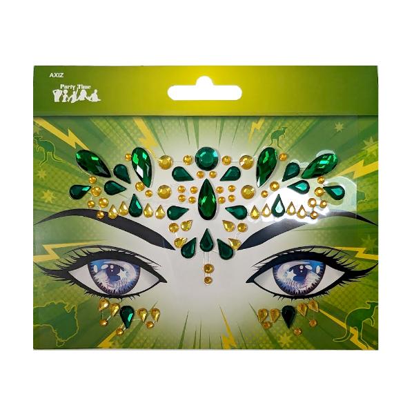 Green & Yellow Crystal Face Stickers
