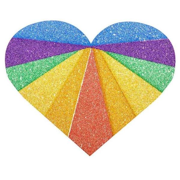 Rainbow Glitter Love Heart Body Sticker