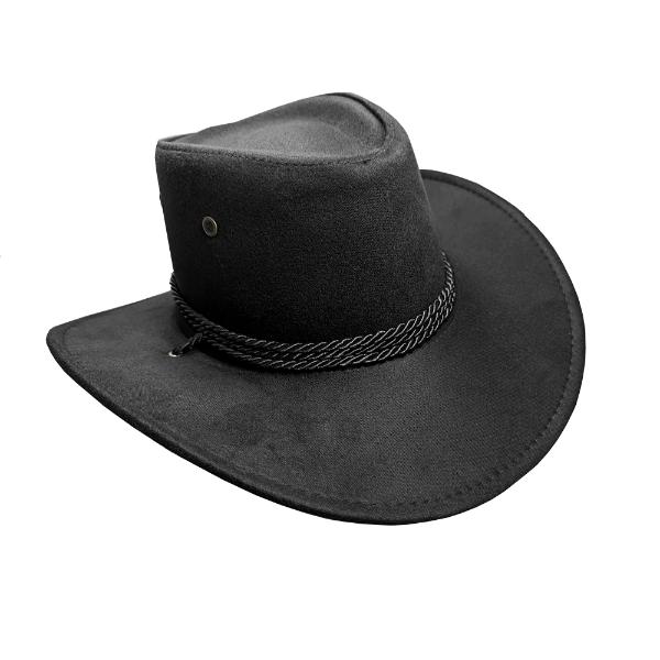 Black Seude Look Cowboy Hat With Header Card