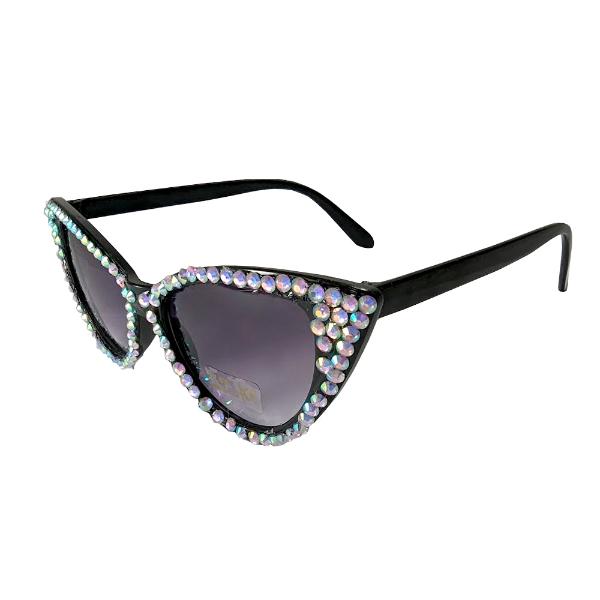 Fifties Style Glasses With Diamante Trim On Colour Card