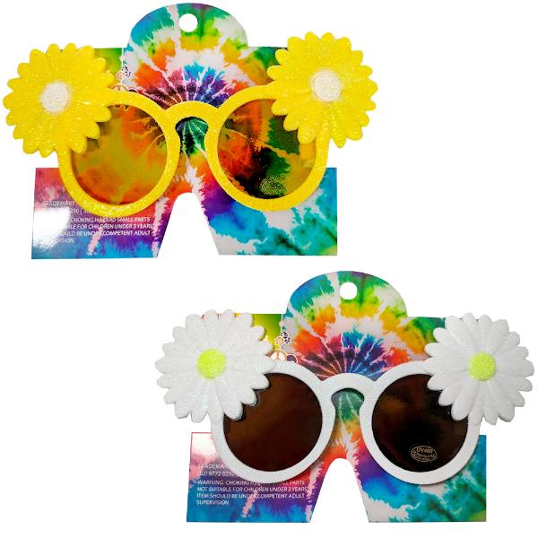 Ass Hippie Glitter Flower Glasses On Colour Card