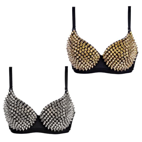 Assorted Gold Or Silver Spiky Design Bra In Polybag