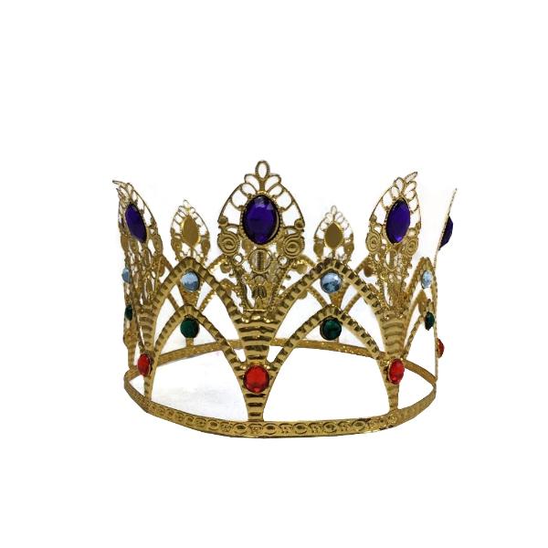 Ornate Gold Crown With Coloured Crystals In PVC Box