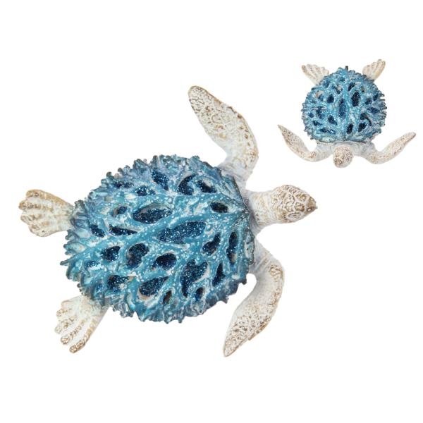 Coral Finish Turtle With Glitter - 11cm