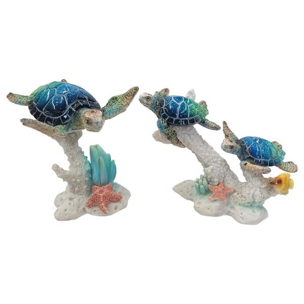 Assorted Turtles On White Coral Base - 16cm