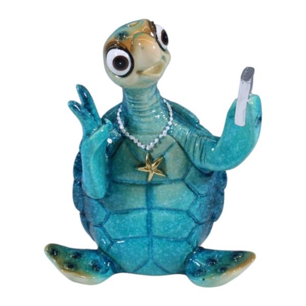 Marble Turtle Taking Selfie - 11cm