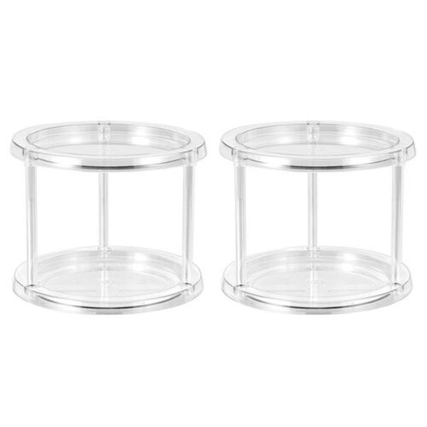 2 Pack Clear Crystal 2 Tier Turnable Organiser - 24.5cm