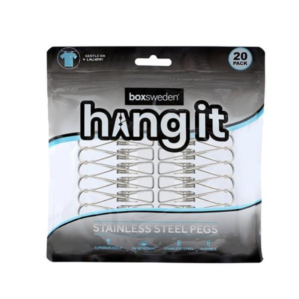 20 Pack HanG It Stainless Steel Pegs - 6cm