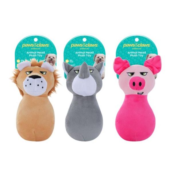 Animal Head Plush Squeaky Pet Toy - 20cm x 11cm x 10cm