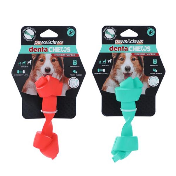 Denta Chews Flat Twist Bone Toy - 13.7cm x 4.6cm x 3.6cm