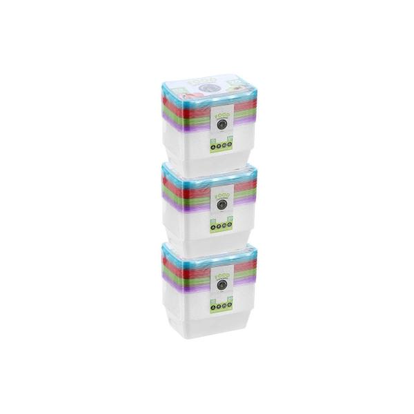 20 Pack Lemon & Lime Reusable Rectangular Food Container With Coloured Lids - 750ml