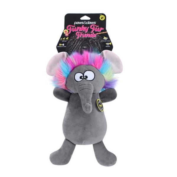 Funky Fur Friends Plush Elephant - 25cm x 18cm x 14cm
