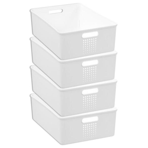 Boxsweden White Levi Storage Basket With Handles - 10L