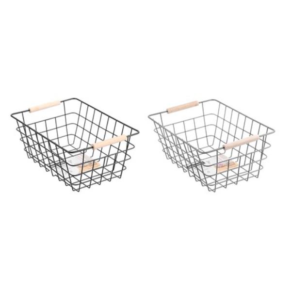 Toska Wire Beech Handle Basket - 30cm x 22cm x 13.5cm