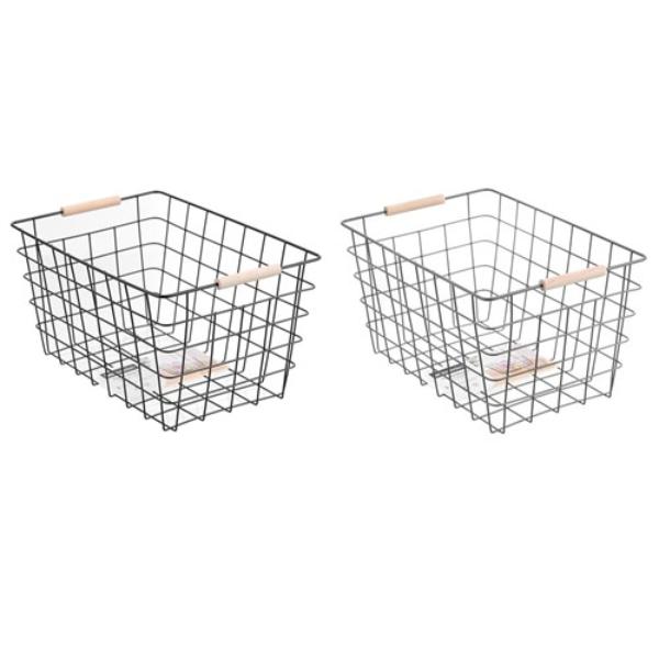 Toska Wire Beech Handle Basket - 38cm x 27cm x 21cm