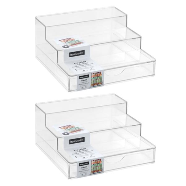 Boxsweden Crystal Clear 3 Tier Shelf Organiser Drawer - 26.5cm