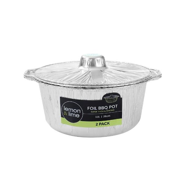 Lemon & Lime Silver 3.8L Foil BBQ Pot With Lid - 29cm