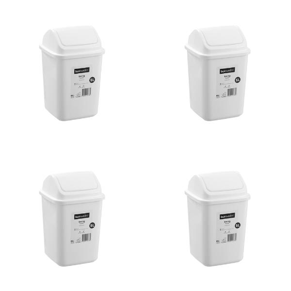 Boxsweden White Swing Top Bin 5L Trash Container - 28cm