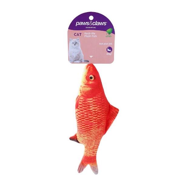 Paws & Claws Orange Real Fish Printed Catnip Toy - 20cm