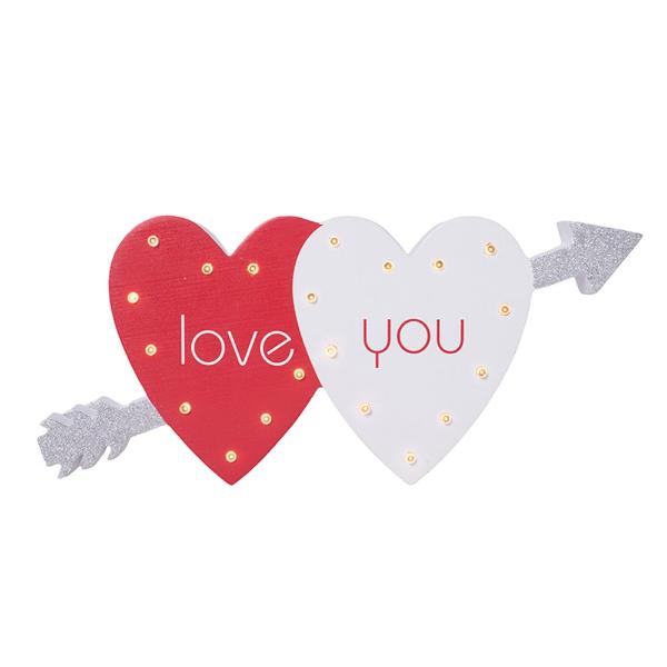 Valentines Love You Light Up Mdf Sign - 31cm x 13cm x 13cm