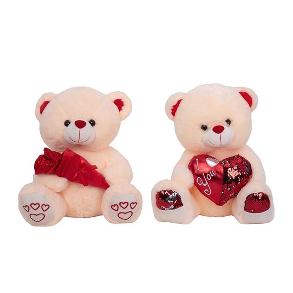 Assorted Heart & Rose Plush Bear - 40cm