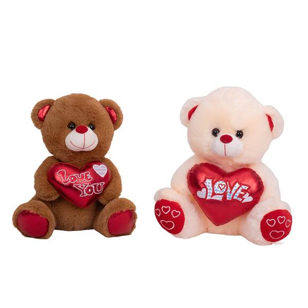 Assorted Love Heart Plush Bear - 30cm