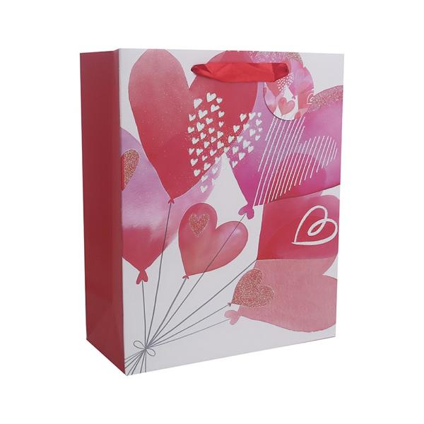 Large Heart Balloons Gift Bag - 26cm x 32cm x 12cm