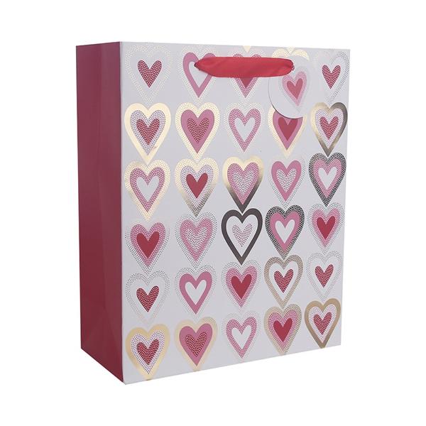 Large Valentine Hearts Gift Bag - 26cm x 32cm x 12cm