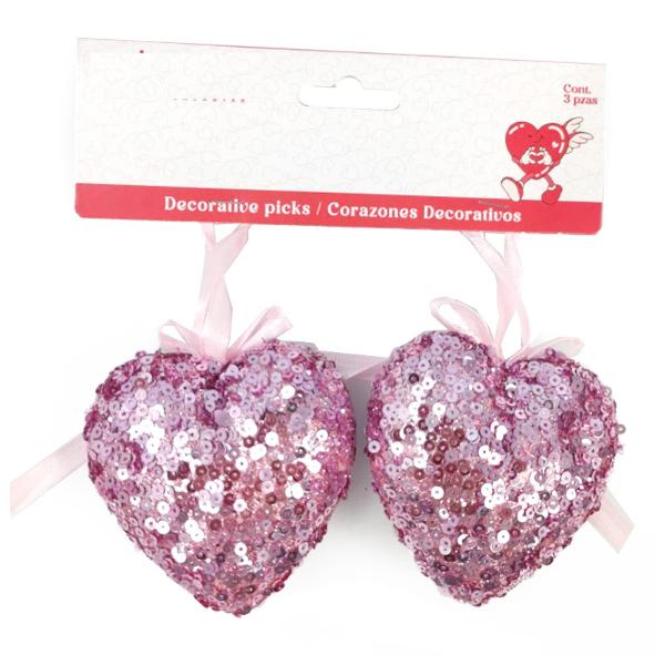 2 Pack Valentines Glitter Foam Heart - 6.5cm x 6.5cm