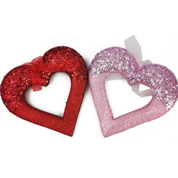 Valentines Day Assorted Glitter Foam Heart Decoration - 28cm x 29cm