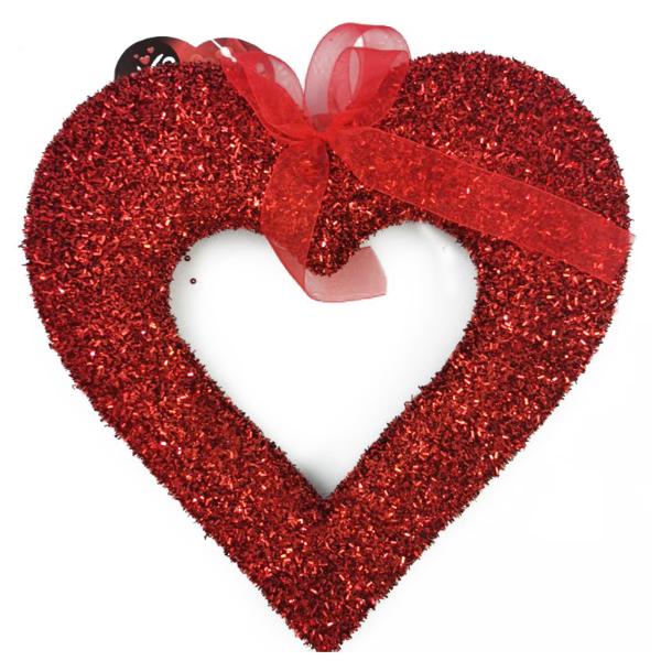 Valentines Day Red Glitter Foam Heart Decoration - 28cm x 29cm