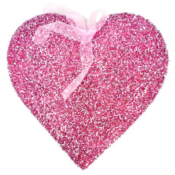 Valentines Day Pink Glitter Foam Heart Decoration - 29cm x 30cm