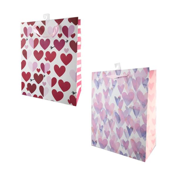 Large Valentine Hearts Matte Gift Bag - 26cm x 32cm