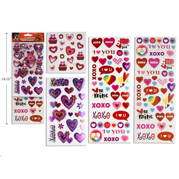 3 Pack Assorted Valentines Sticker