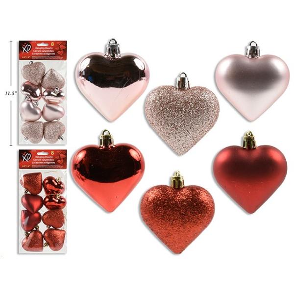 8 Pack Valentine Hanging Hearts - 6.35cm x 5cm