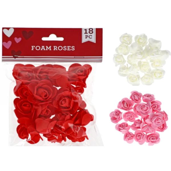 18 Pack Valentine Foam Roses - 3.5cm