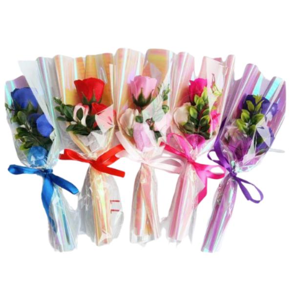 Rainbow Dazzle Three Roses Bouquet