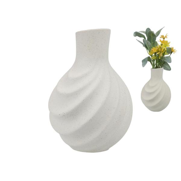Porcelain Swirl Round Decor Vase - 19cm