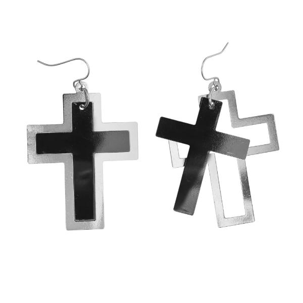 Black & Silver Cross Earrings