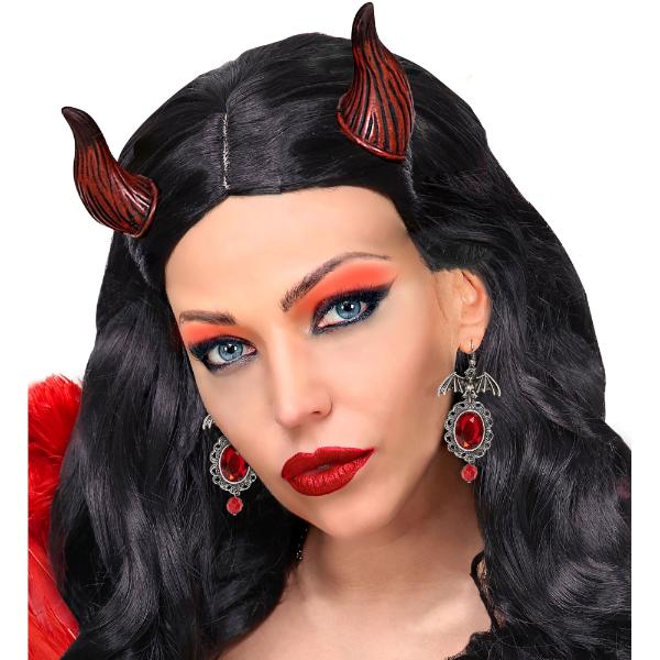 Pair Of Bat Earrings With Red Gems