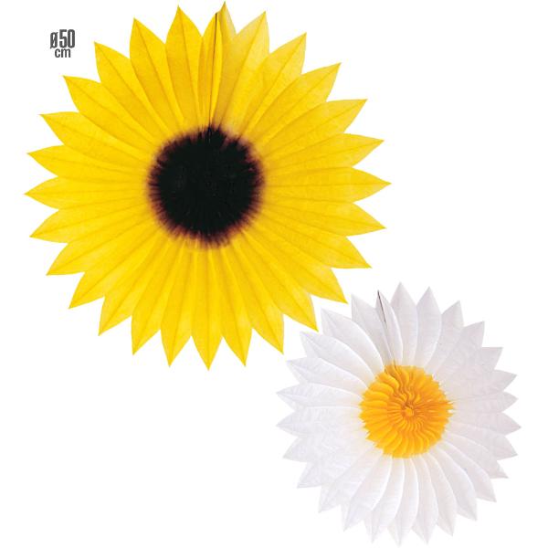 Daisy And Sunflower Paper Fan