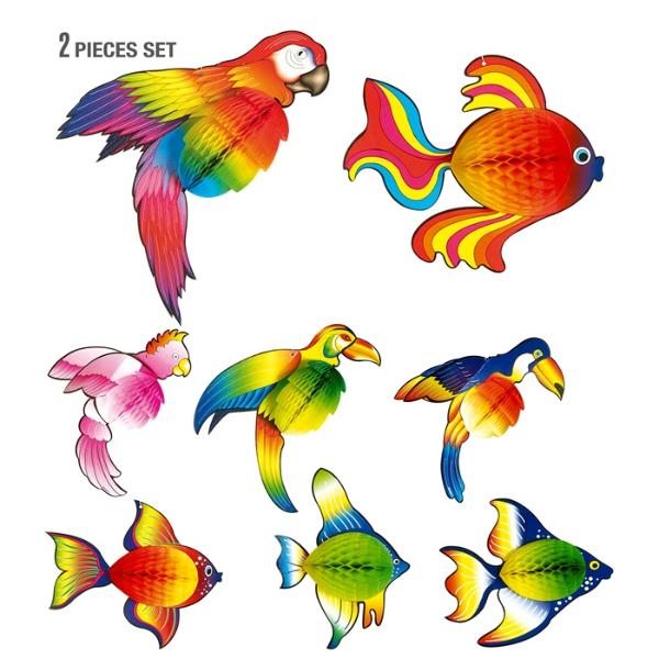 2 Pack Honeycomb Tropical Animals