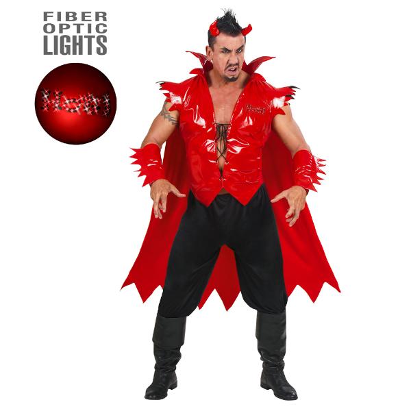 Devil Fiber Optic Lights Vest With Cape / Armbands & Horns