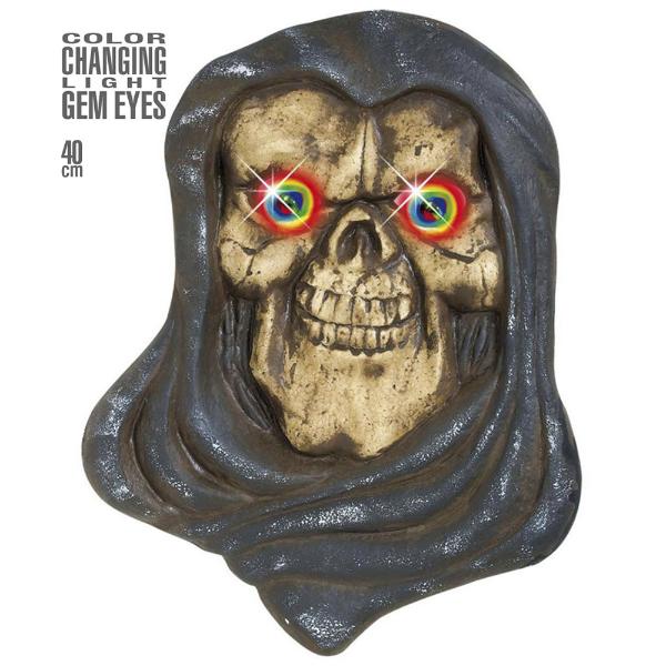 Grim Reaper With Color Changing Light Gem Eyes - 34cm x 40cm