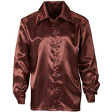 Load image into Gallery viewer, Satin Brown 70s Disco Shirt - Large
