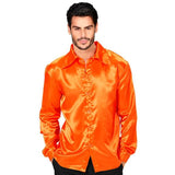 Load image into Gallery viewer, Satin Orange 70s Disco Shirt - Medium
