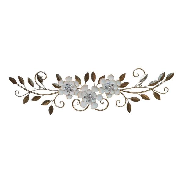 White & Gold Flower Wall Art - 93cm