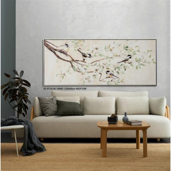 Hand Painted Canvas Print With Frame Birds